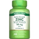 Doğanın Gerçek çinko 50 mg Supplement | Vitamin C | 200 Liquid Softgels | Non-GMO & Gluten Free