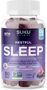 SUKU Restful Sleep Gummies – 3 mg Melatonin, L-Theanine & GABA – Vegan, Sugar-Free Chewable for Relaxation & Natural Sleep Support – BlackBerry-Hibiscus Flavor – Non-GMO, Gluten-Free – 50