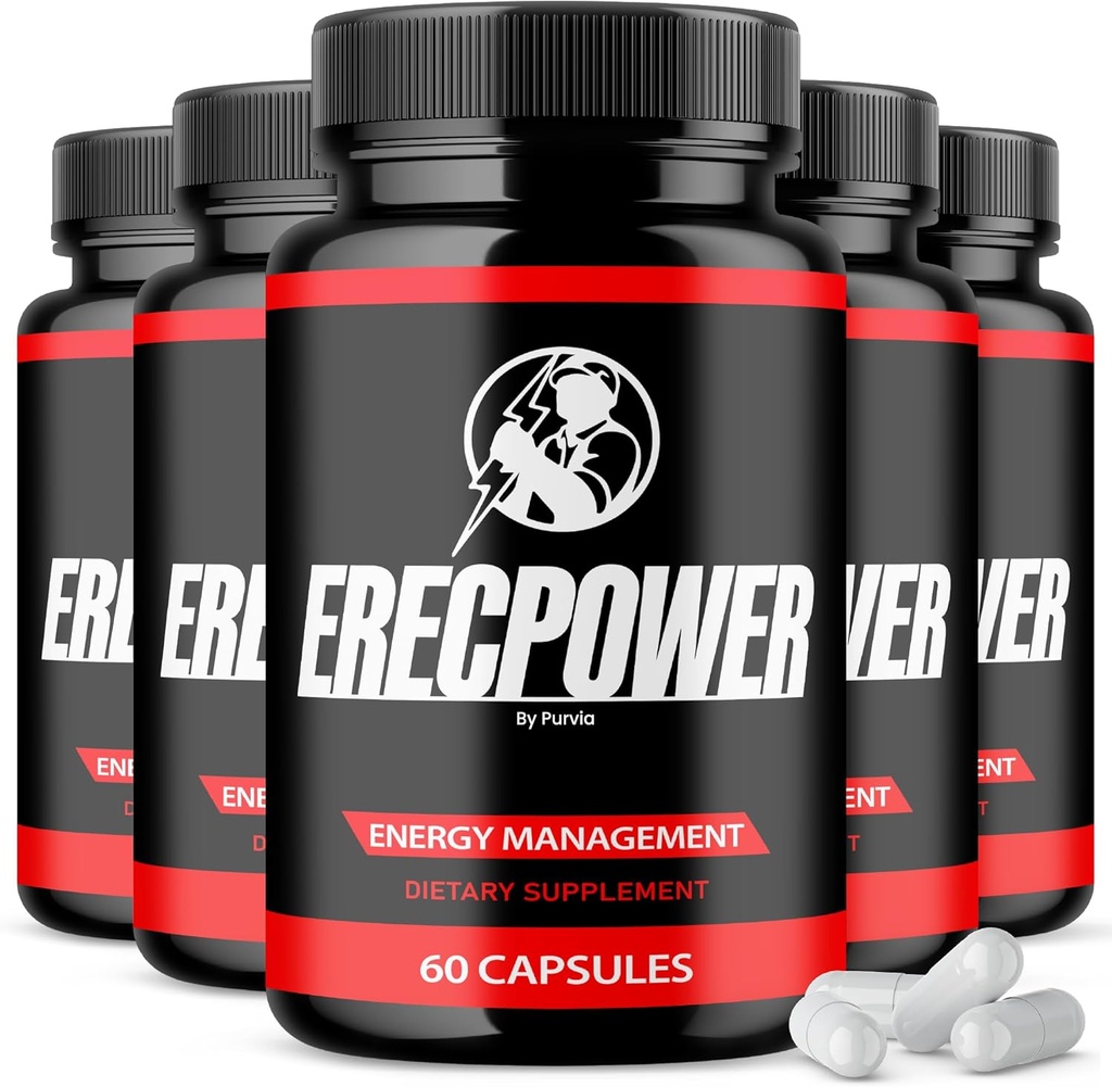(5 Pack) Erecpower Pills, Erecpower Supplement Advanced Strength Performance Meeting, Erecpower Capsules ABD Genel Sağlık Destek Vitamini (300 Capsules)