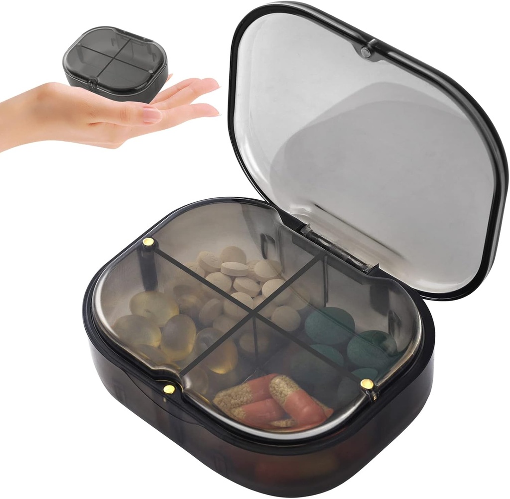 Daily Pill Organizer, 4 Διαμερίσματα Φορητό κουτί χάπι με το σχέδιο Moisture-Proof, Χαριτωμένη Ιατρική Organizer για να κρατήσει βιταμίνη, ιχθυέλαιο, συμπληρώματα και φαρμακευτική αγωγή