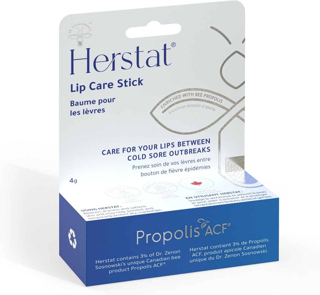 Herstat Daily Lip Balm | Soğuk Sore Outbreaks Arasında Kullanımı |% 3 Propolis | Softens, Hydrates Coldsore Prone Lips