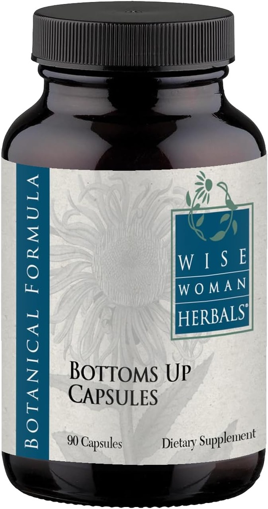 Wise Woman Herbals Bottoms Up Κάψουλες, Herbal Venous Υποστήριξη για την υγιή κυκλοφορία, Vein Ακεραιότητα, και Περιστασιακά Πρήξιμο, Μη-ΓΤΟ, Πρόσθετη-ελεύθερος Φόρμουλα, 90 Veg Caps