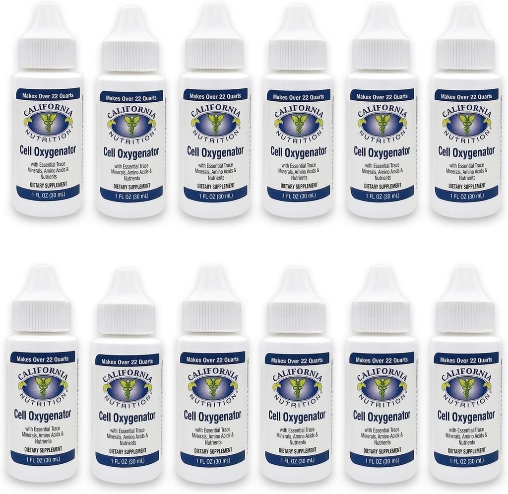 Hücre Oksijenatörü 1 Fl Oz Şişe (12'nin paketi), Hücre Gıdası Sıvı Oksijen Su Durağı, Beslenme Diyeti Tamam, Suport Immune Sistemi, Amino Asits & Trace Minerals
