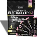 Enhanced Electrolyte Powder Stick Packs (Lemon Berry | 20 Packets) w/ 0 Sugar +BCAAs +B-Vitamins Electrolyte Supplement w Potassium Zinc & Magnesium for Hydration - Keto Electrolytes