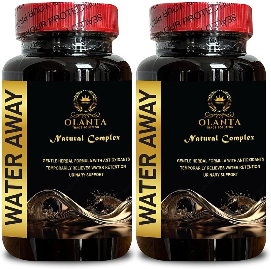 WATER AWAY COMPLEX - su tutma için sıvı haplar, su içme hapları, diuretik su, su hapları vitaminleri, Süt Butle - 2 Şişeler
