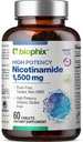Biyophix B-3 Nicotinamid 1500 mg 60 Tabletler En Güçlü - Nicotinic Amide Niacin Natural Flush-Free Vitamin Formula - Destekler Skin Hücre Sağlığı