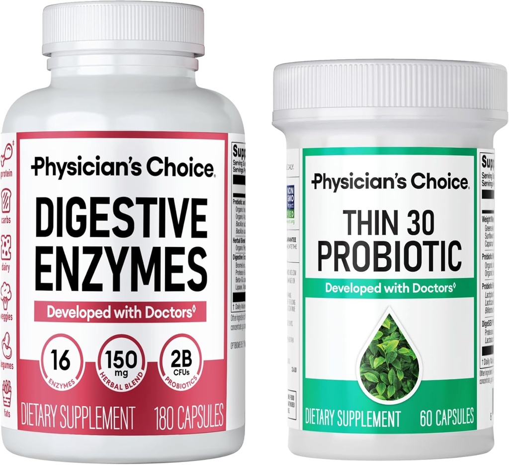 Doktor CHOICE - Beat Bloat + Support Kilo Management Sche: Digestive Enzymes 180ct + İnce-30 Probiyotik 60ct - Value Pack