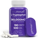 L-Tryptophan 500mg – 180 κάψουλες χορτοφάγων, 6-μηνιαία προμήθεια, για την ενίσχυση του ύπνου και τη σταθερότητα της διάθεσης, εργαστήριο δοκιμαστεί, Κατασκευάζεται στις ΗΠΑ, μη ΓΤΟ