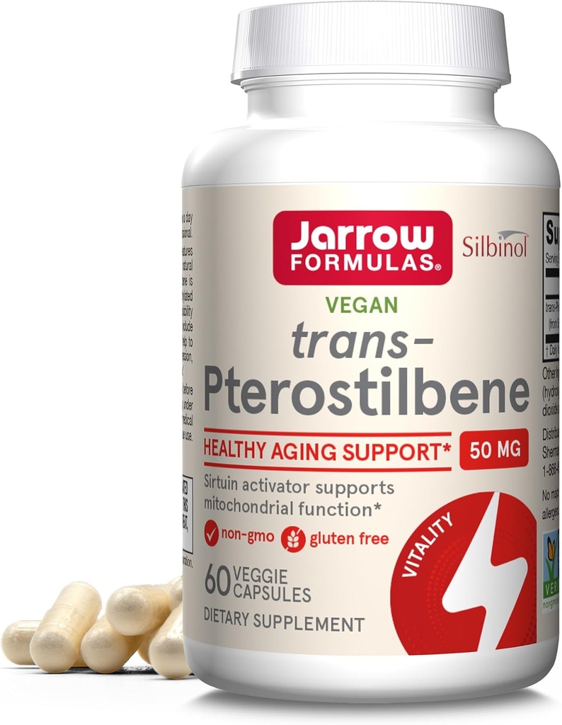 Jarrow Formulas® Pterostilbene 50 mg for Antioksit Support, Diyetsel Supplement Supports Health Aging, 60 Veggie Capsules, 60 Day Supply