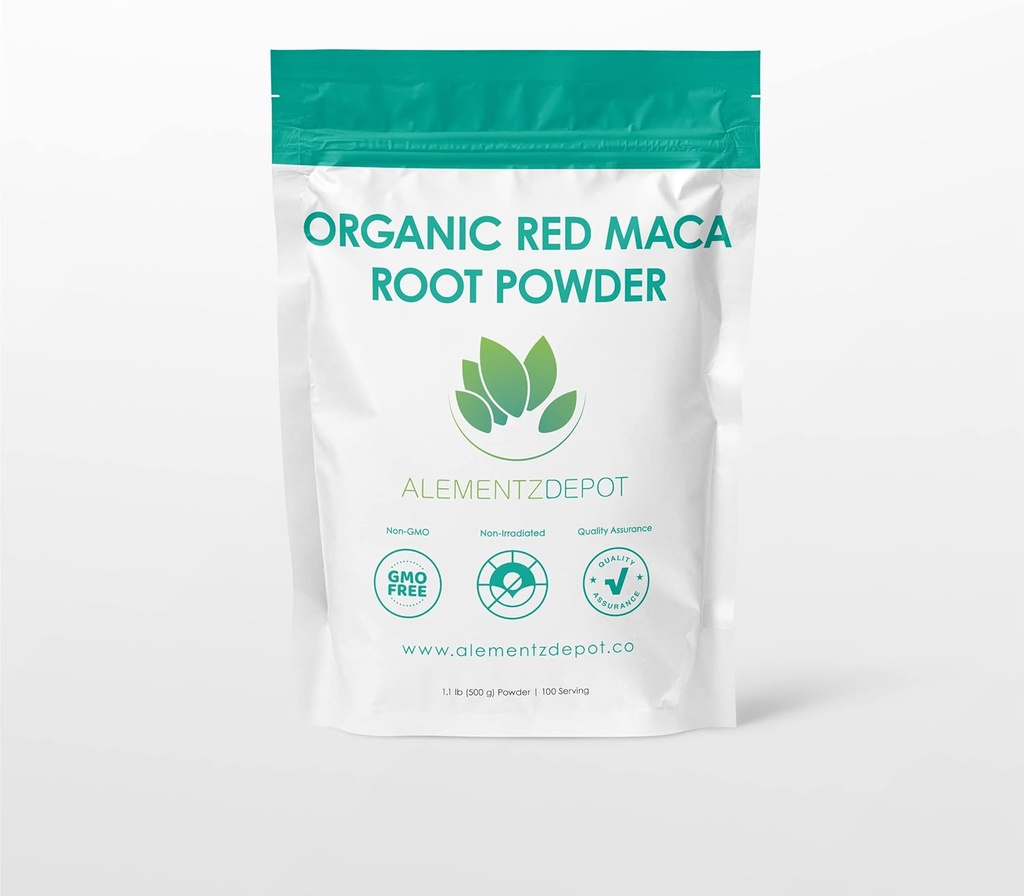 Βιολογικό Red Maca Root Powder, 500 γραμμάρια (1.1 lbs.), Μεγαλωμένο στο Περού, Πλούσιο σε Αντιοξειδωτικά, Βοήθεια Ενέργεια, Σταμίνα, Αντοχή, Δύναμη και Ανοσοποιητικό Σύστημα, Χωρίς Πρόσθετα, Χωρίς Γέμισμα.