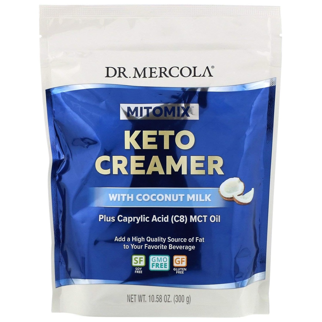 Δρ Mercola MITOMIX Keto Creamer με γάλα καρύδας, 15 σέρβις, (1 τσάντα), MCT Oil, μη ΓΤΟ, Χωρίς γλουτένη, Χωρίς σόγια