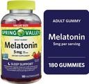 Soring Valley Melatonin Gummies, Non GMO, Strawberry Flavor, 5 mg, 180 Count