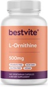 BESTVITE L-Ornithine 500 mg (240 Vejetaryen Capsules) - No Stearates - No Fillers - Vegan - Non GMO - Gluten Free