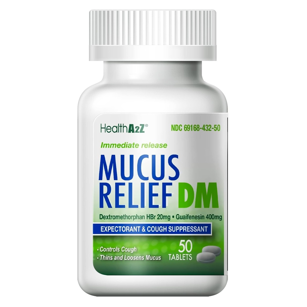 HealthA2Z® Mucus Relief DM | Dextromethorphan HBr 20mg | Guaifenesin 400 mg | No Benzene | Cough, Immediate Release, Uncoated (5049)