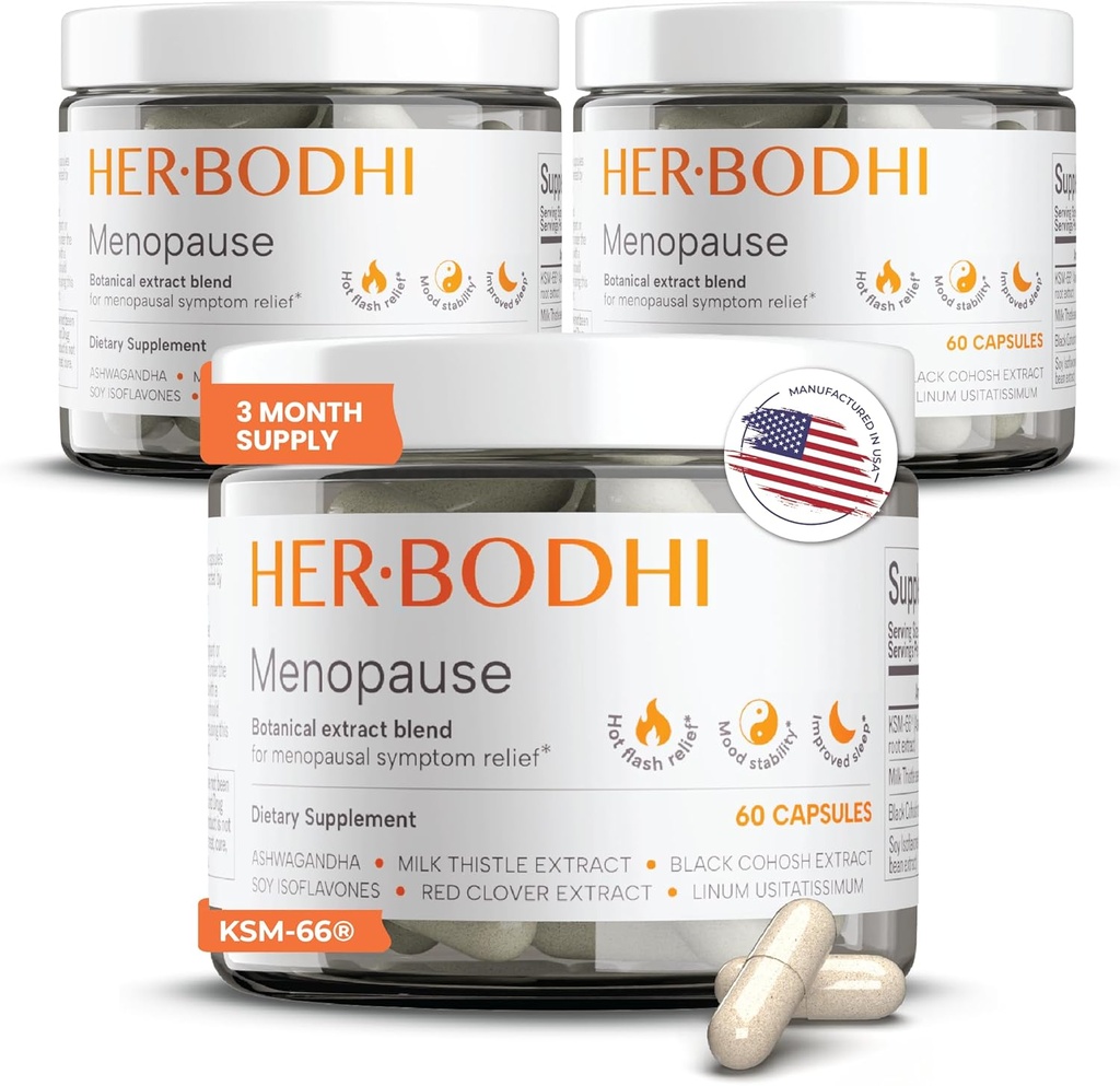 Erkeklero- Menopause Hormonal Balance for Women, Estrogen Soy Isoflavones Menopause Supplement for Women, Ashwagandha, Black Cohosh Hot Flashes Menopause Relief, Night Sweats Relief 180Caps