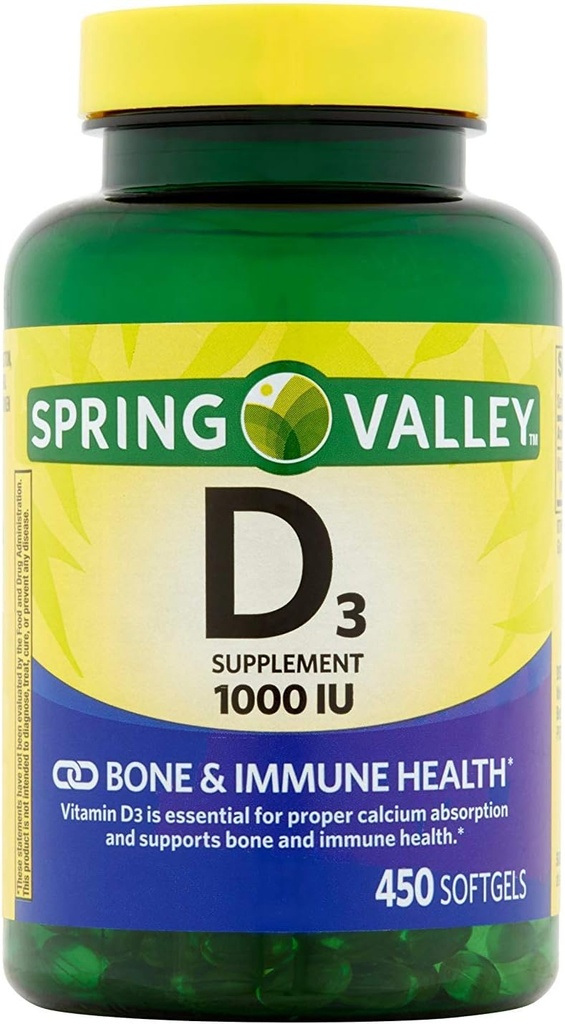 Spring Valley - Βιταμίνη D-3 1000 IU, 450 Softgels