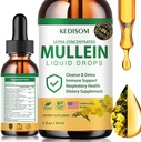 7 in 1 Mullein Drops for Lungs 2 Fl Oz - Organik Mullein Leaf Extract Supplement - Lung & Bronchial Cleanse for Smokers - Respiratory Health Support