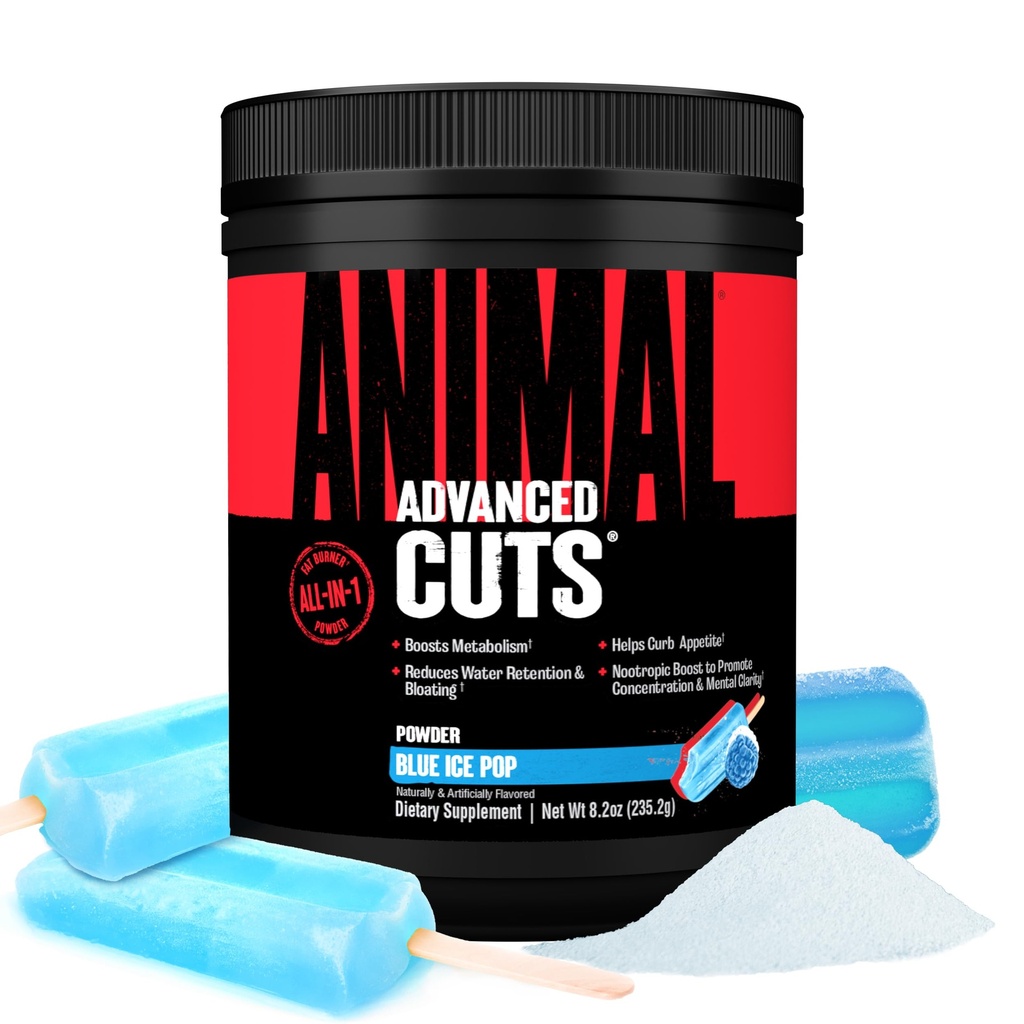 Animal Cuts Thermogenic Fat Burner Toz - Metabolism için Kadınlar ve Erkekler için Kilo kaybı, Enerji, Focus ve Nootropic Brain Support with Ketones Appetite Suppressant - Blue Ice Pop Flavor