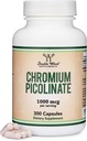Chromium Picolinate 1000 Live Kilo Yönetimi (High Abpole and Bioavailability) (300 Vegan Safe Capsules, Non-GMO, Gluten Free) Çift Wood Supplements