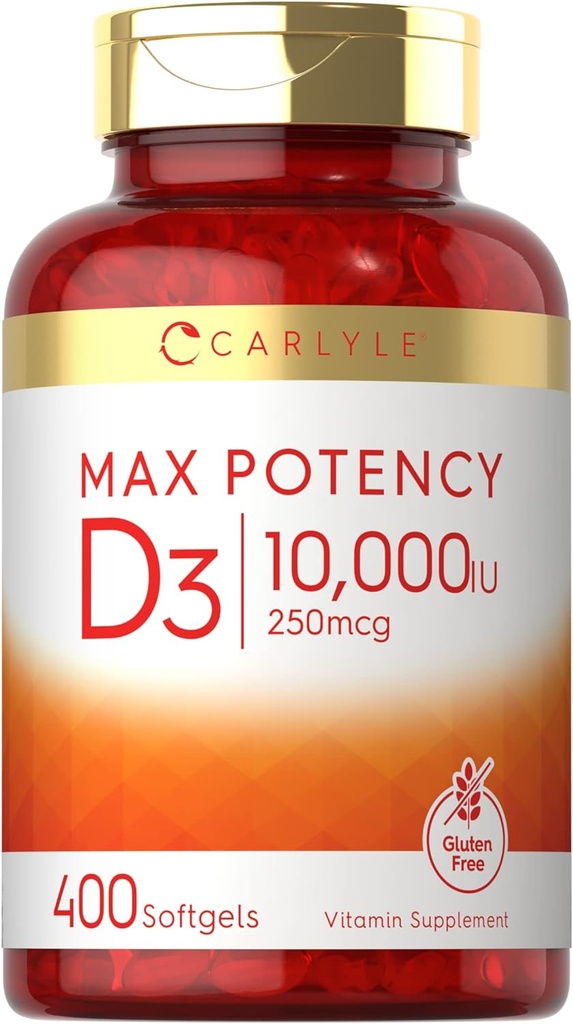 Carlyle Vitamin D 10000 IU 400 Softgels | Değer Boyutu | Max Potency | Non-GMO, Gluten Free Supplement