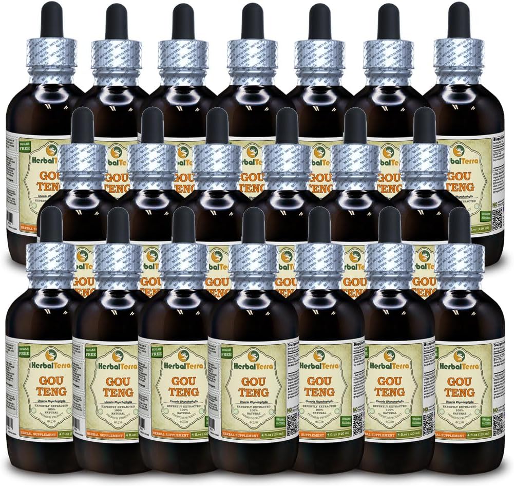 Ramulus Uncariae Cum Uncis (Uncaria Rhynchophylla) Tincture, Organik kuru Stalks Sıvı Ekstraksiyon (Brand Name: HerbalTerra, Proudly Made in USA) 20x4 fl.oz (20x120 ml)