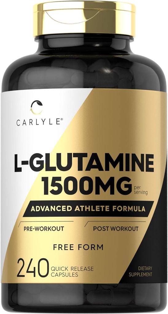 Carlyle L Glutamine Capsules | 1500 mg | 240 Kont | Gelişmiş Sporcu Formula | Pre and Post Workout | Non-GMO, Gluten Free Supplement Supplement Supplement