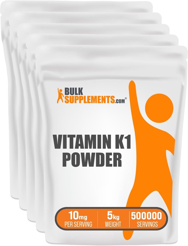 BulkSupplements.com Βιταμίνη K1 σε σκόνη - Συμπλήρωμα βιταμίνης K1 για την υποστήριξη της υγείας των οστών και της καρδιάς - Χωρίς γλουτένη, 10mg ανά Σερβίρισμα, 1kg (2,2 lbs) (πακέτο των 1)