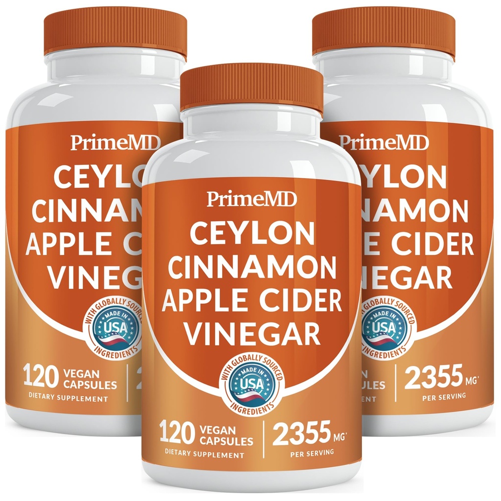 5-in-1 Ceylon Cinnamon Capsules 2355 mg - Ceylon Cinnamon ve Apple Cider Vinegar Capsules - Turmeric ve Panax BTC - Cinnamon Supplements with Bioperine (120ct, Pack of 3)