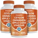 5-in-1 Ceylon Cinnamon Capsules 2355 mg - Ceylon Cinnamon ve Apple Cider Vinegar Capsules - Turmeric ve Panax BTC - Cinnamon Supplements with Bioperine (120ct, Pack of 3)