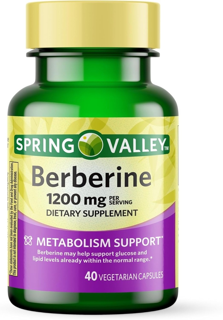 Spring Valley Berberine Συμπλήρωμα διατροφής - Υποστήριξη Μεταβολισμού - 1200mg κάψουλες, 40ct
