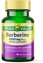 Spring Valley Berberine Diyetsel Supplement - Metabolism Desteği - 1200 mg Capsules, 40ct