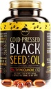 Maju Superfoods Black Seed Oil Capses - Ψυχρή πίεση, 2% Thymoquinone, 100% Turkish Black Cumin Nigella Sativa Seed Oil, Liquid Pure Blackseed 60 Count, 500mg ανά κάψουλα