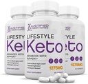 (3 Pack) Lifestyle Keto Pills 1275MG New & Geliştirilmiş Formula Contains Apple Cider Vinegar Ekstra Virgin Zeytinyağı Toz Yeşil Çay Broşür 180 Capsules