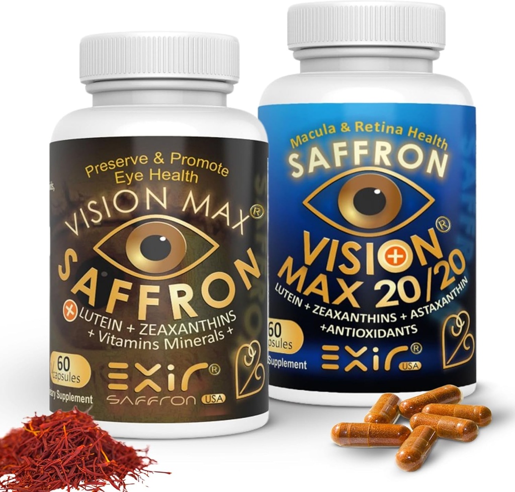 Vizyon Max Combo Pack – Lutein, Zeaxanthin, Saffron & Astaxanthin – Blue Light Defense & Macular Health – 2 Şişe, 120 Capsules – Epicure Garden
