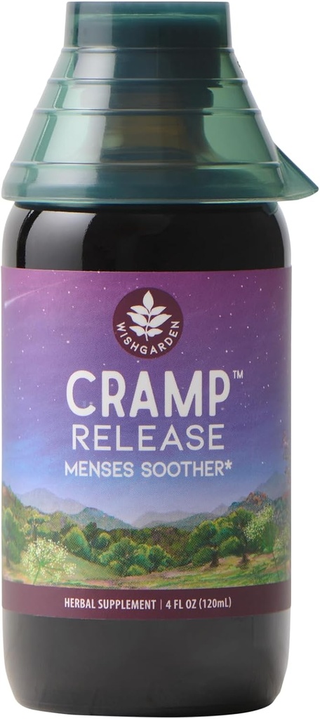 WishGarden Herbs Cramp Yayını - Doğal Herbal Menstrual Cramp Relief Supplement with Cramp Bark, Fast-Acting Tincture Soothes period Cramps, Supports a sağlıklı Hormon Döngüsü, Mood & Relaxation, 4oz