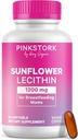 Pink Stork Ηλίανθος Λεκιθίνη συμπλήρωμα - 1200 mg για Clogged Ducts Γάλα - Θηλασμός Απαραίτητα για την επιλόχεια Moms - Υποστηρίζει ροή μητρικού γάλακτος - 60 Softgels