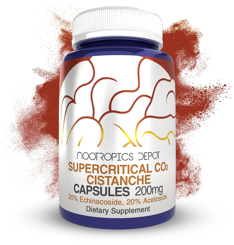 Nootropics Depot Cistanche Super critical CO2 Extract Capsules | %20 Echinacoside +% 20 Verbascoside (Acetoside) | Sayı 60