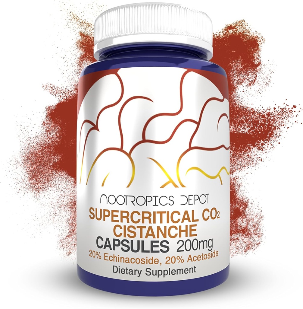 Nootropics Depot Cistanche Super critical CO2 Extract Capsules | %20 Echinacoside +% 20 Verbascoside (Acetoside) | Sayı 60