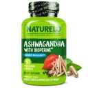 NATILO Ashwagandha Organik Kök Toz - Doğal Herbs Fatigue, Stres Yardımı, Mood Advancedr - Black Pepper Extract - 90 Vegan Capsules