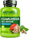 NATURELO Ashwagandha Organic Root Powder - Natural Herbs Supplement for Fatigue, Stress Relief, Mood Enhancer - with Black Pepper Extract - 90 Vegan Capsles