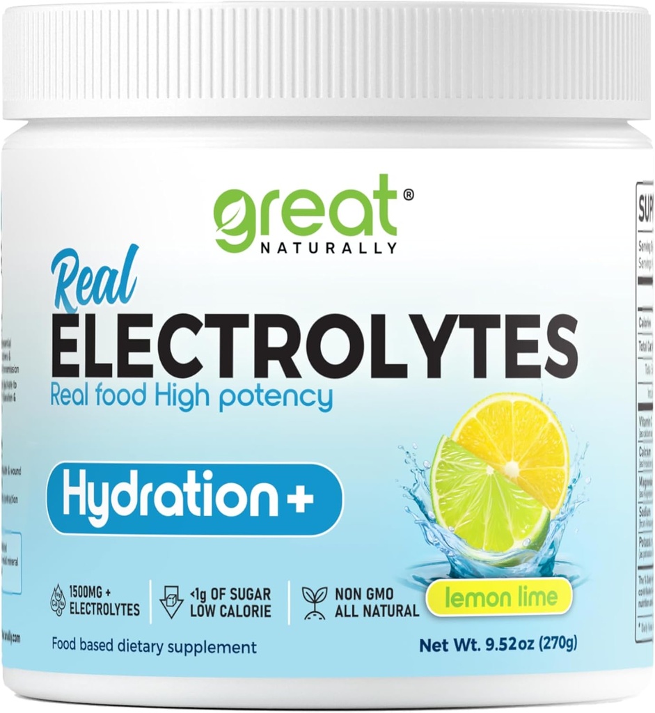 Elektrolytes Toz Hydration | Real Food High Potency | Lemon Lime 30 Servisler | Yüksek Potency Electrolyte Toz | Hydration Drink Mix | Electrolyte Supplement with P properties Magnezyumba
