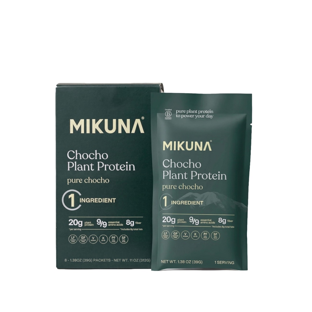 Mikuna Chocho Superfood Protein, Plant-based Protein Powder, Travel Packs - Vegan, Gluten Free, 3g Net Carbs ή λιγότερο, και Bioδιαθέσιμο, Μη-Isolate (8 Υπηρεσίες, Pure Chocho)