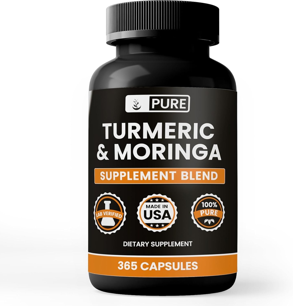 Turmeric & Moringa (365 κάψουλες) Όχι Μαγνήσιο ή Ρύζι Fillers, Πάντα καθαρό, Εργαστήριο Επαληθευμένο