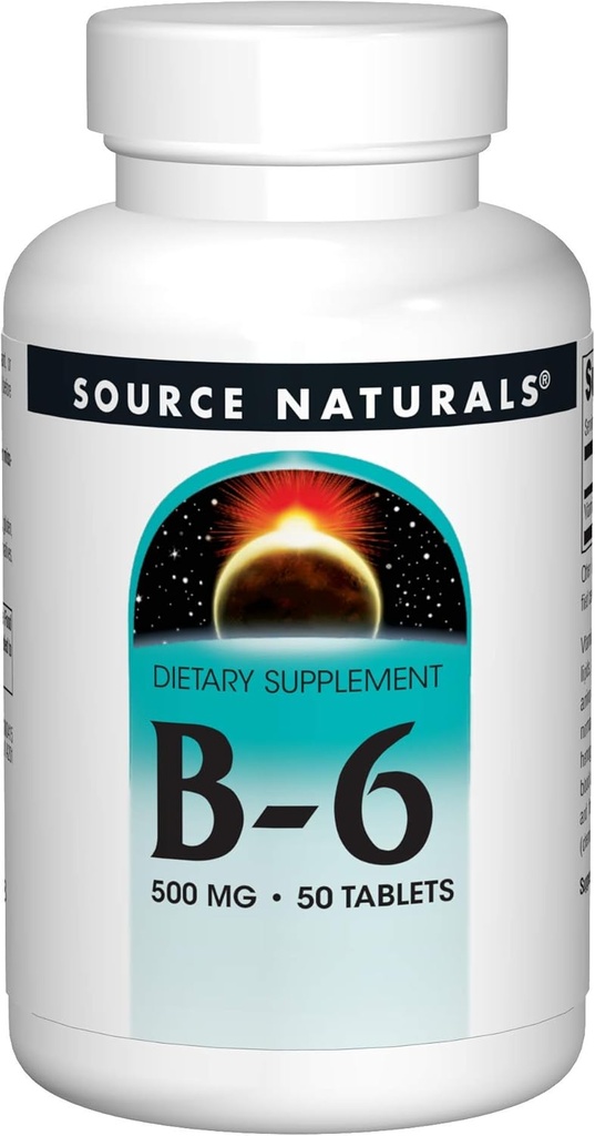 Source Naturals Vitamin B-6, 500 mg Immune System Support - 50 Tablet