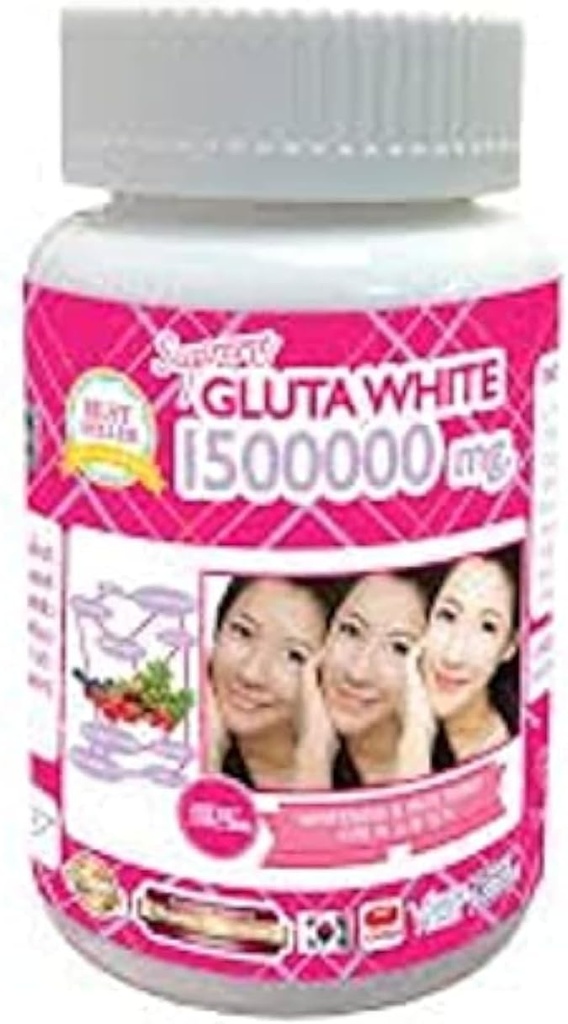 1 Şişe X 30 Softgels Supreme Gluta White 1500000mg. Super Whitening Glutathione Anti - Aging. (Supreme Whitening Skin Boost up Collagen Kaldır Dark Spot ve Scar Daren Pore Sağlıklı Cilt ve Saç)
