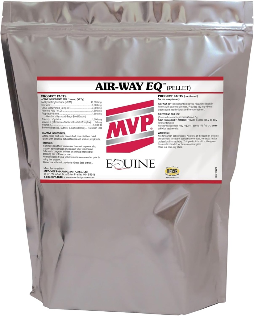 MVP Air-Way EQ (10lb) υποστηρίζει υγιή λειτουργία πνευμόνων και εποχιακή Αλλεργία Υποστήριξη στα άλογα