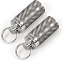 Titanyum Su Yalıtımı Pilllen Konteyner,Portable Mini Boyut Pill Box Case for Outdoor Travel Camping (2 Pack)