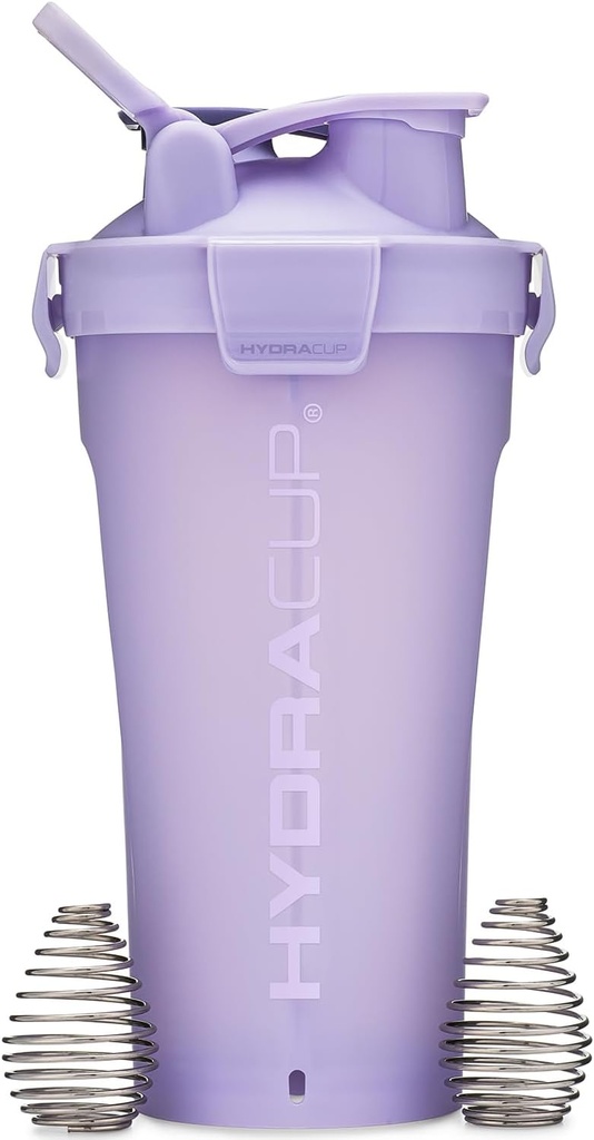 Hydra Cup DualShaker Pro 32 oz Shaker Şişe Protein Shakes, Shaker Cup w/Handle & Ball Blender Whisks, Dual Mix Shaker Şişe with Storage, 2 in 1, for Travel To Go, BPA Free (Purple)
