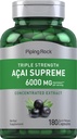 Piping Rock Acai Berry Supplement | 6000 mg | 180 Capsules | Triple Strength | Non-GMO, Gluten Free