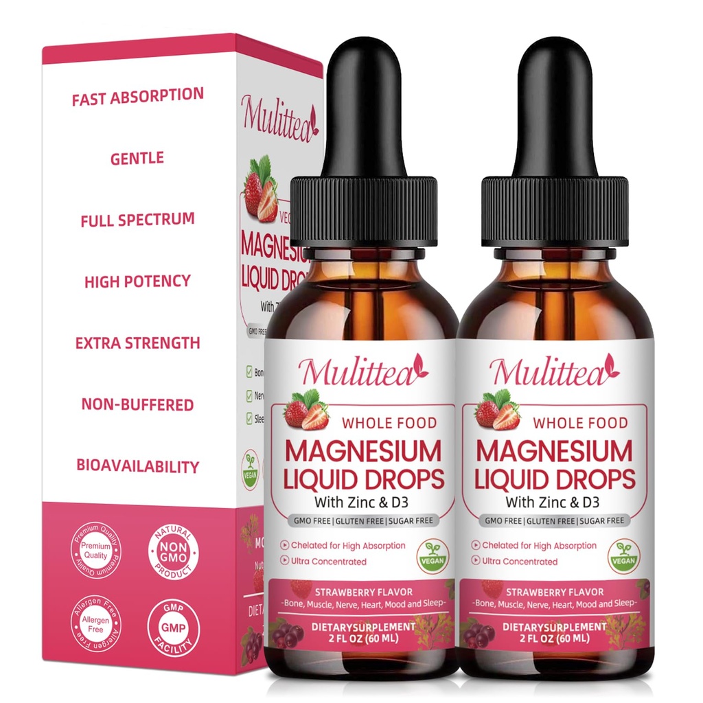 Magnezyum Glycinate Liquid, High Potency Glycinate, Citrate, Sugar Free Vegan Non-GMO Kompleksi Supplement Nerv,Relaxation,Muscle,Sleep Support*